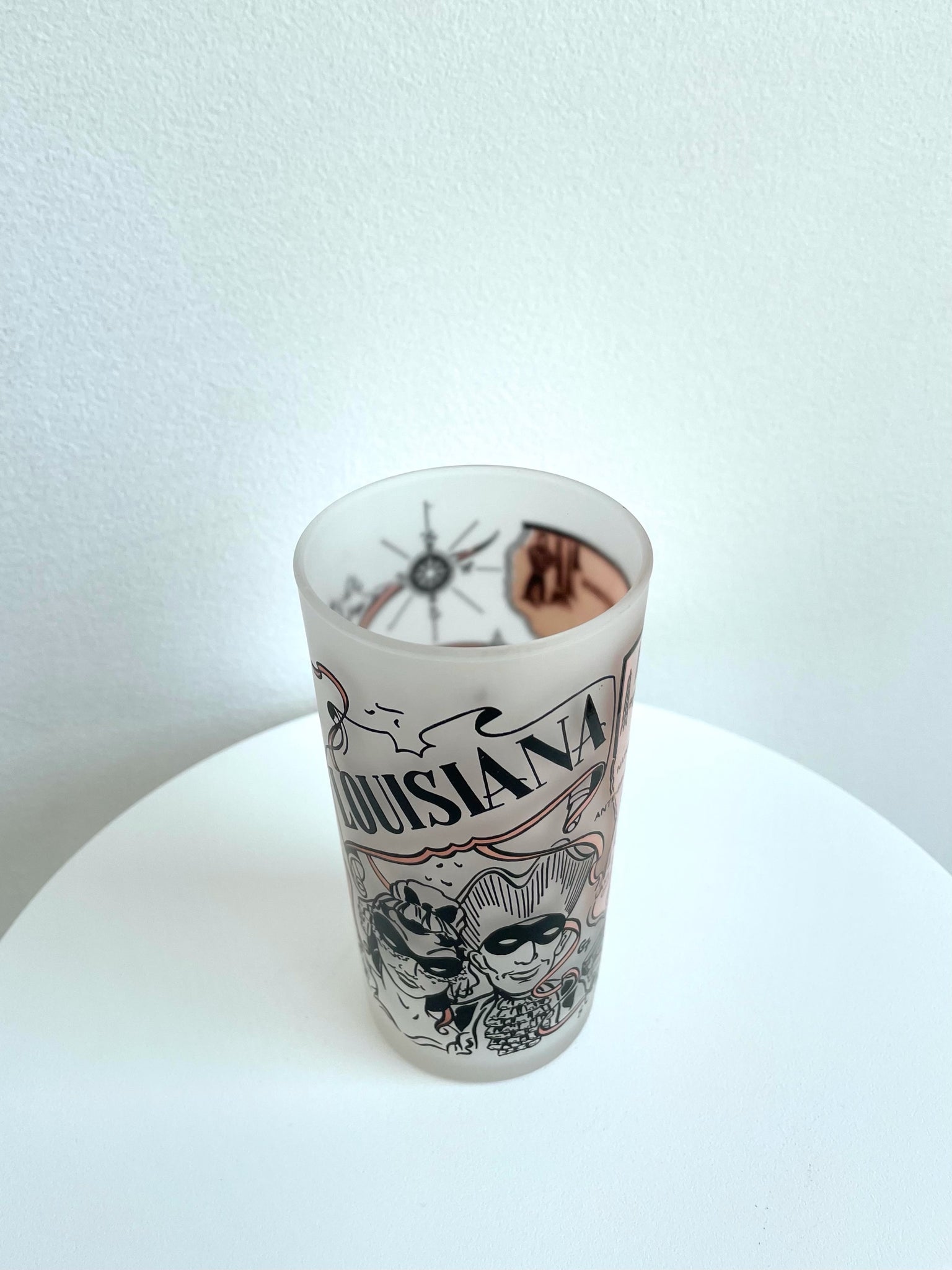 MARDI GRAS FROSTED GLASS CUP