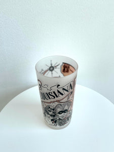MARDI GRAS FROSTED GLASS CUP