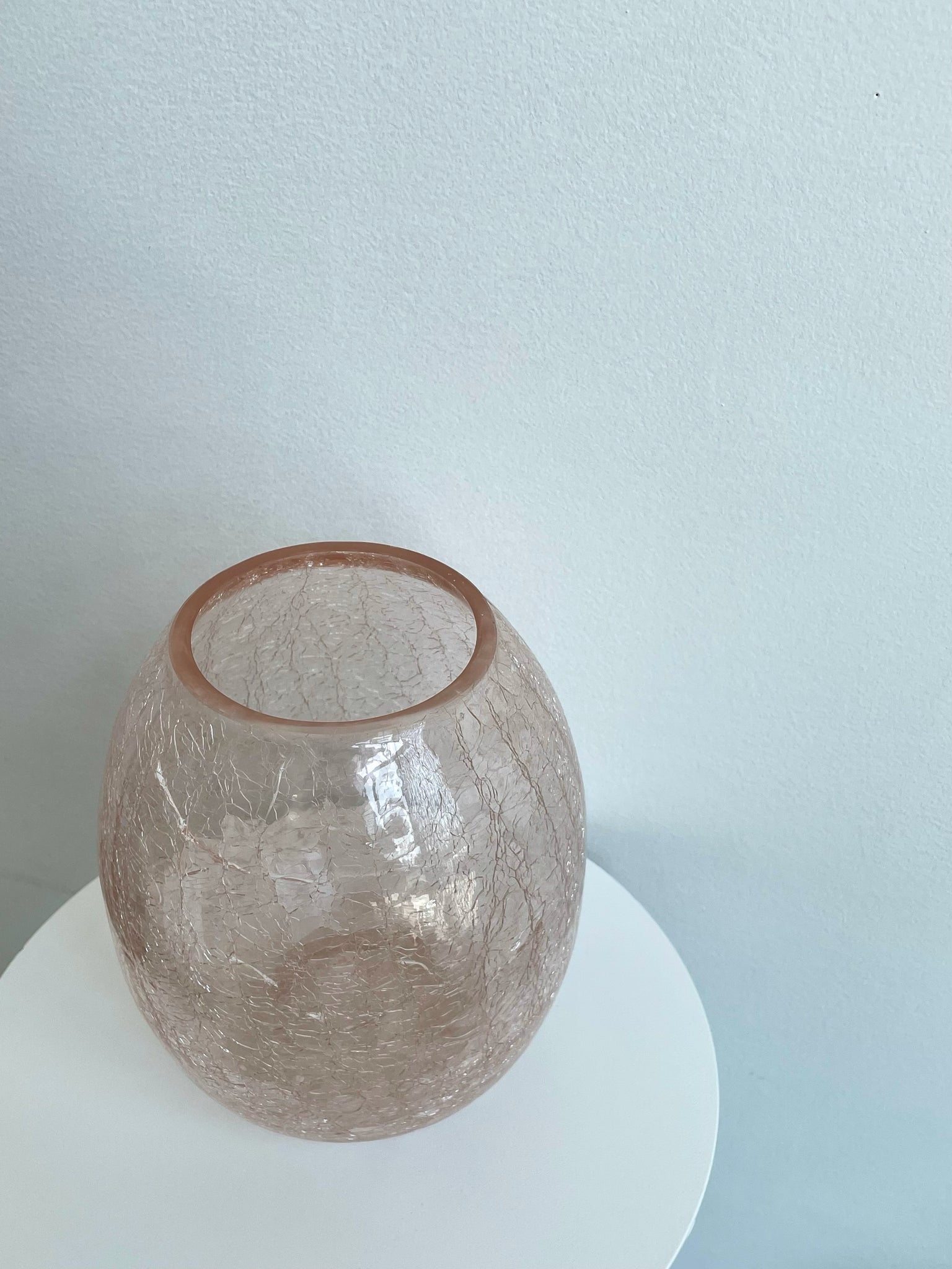 VINTAGE PINK ICE GLASS VASE