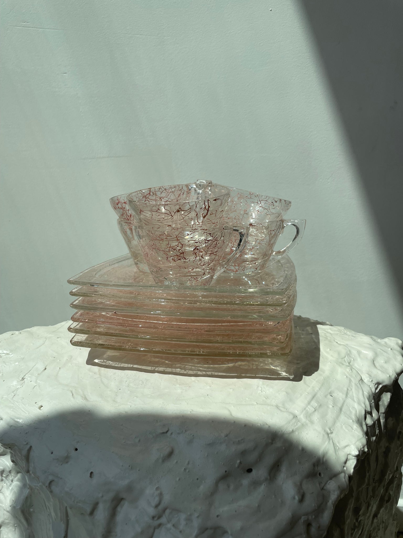 VINTAGE PINK SPLATTER TEACUP SET