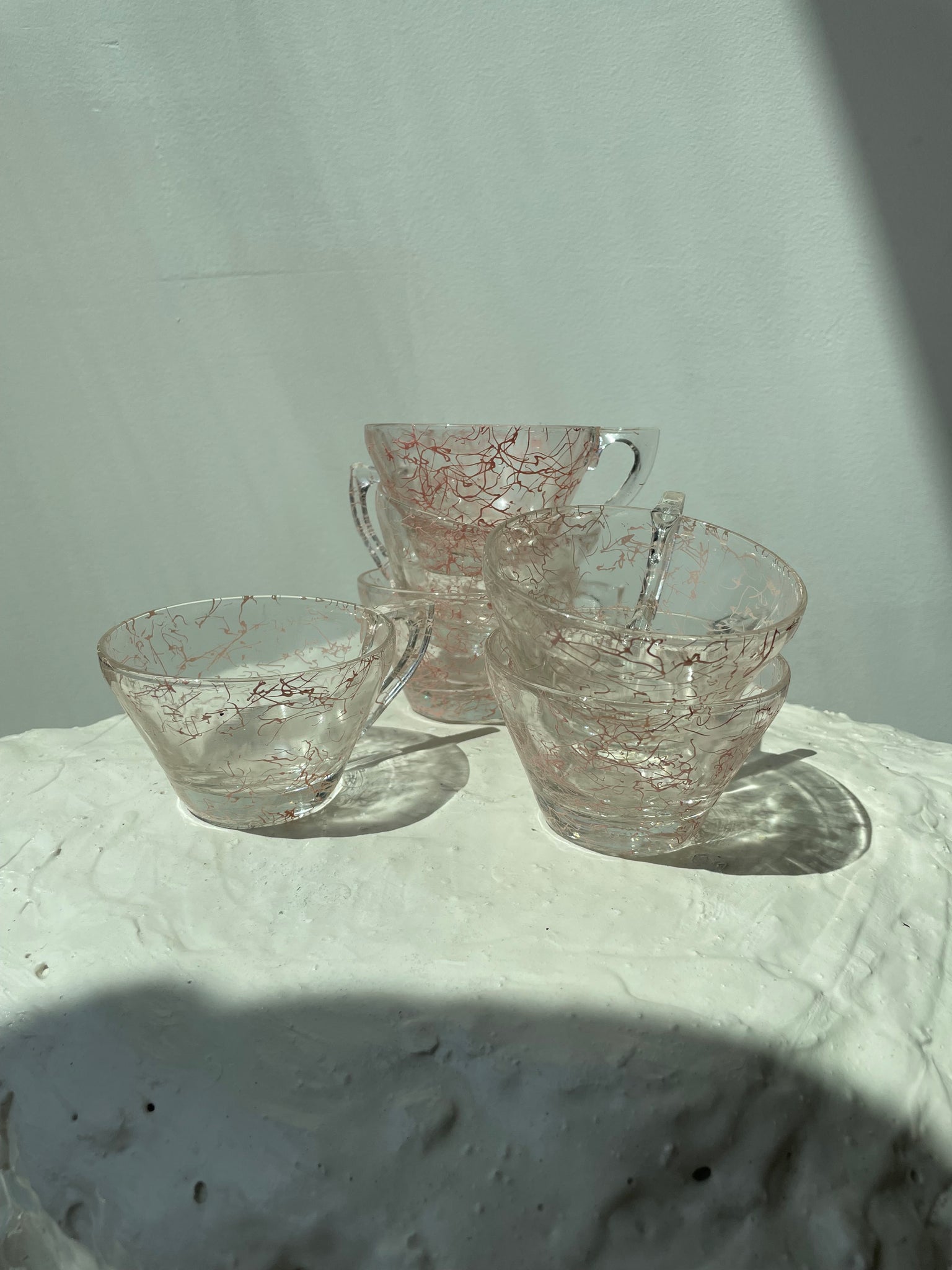 VINTAGE PINK SPLATTER TEACUP SET