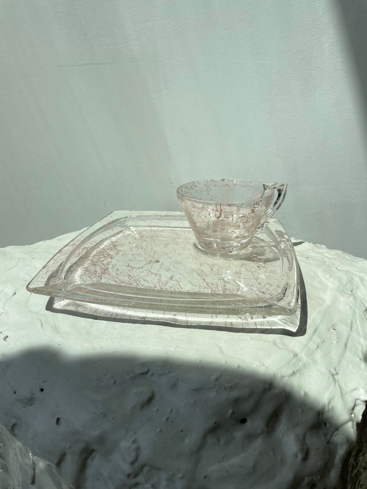 VINTAGE PINK SPLATTER TEACUP SET