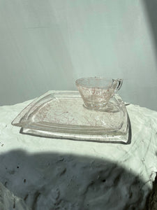 VINTAGE PINK SPLATTER TEACUP SET