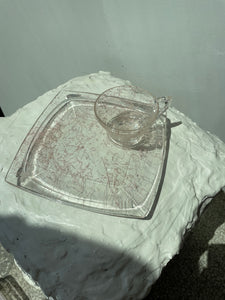 VINTAGE PINK SPLATTER TEACUP SET