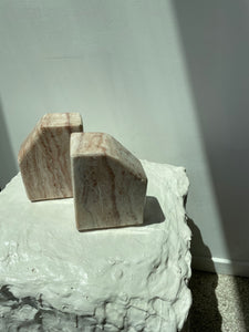 SOLID PINK ALABASTER BOOKENDS