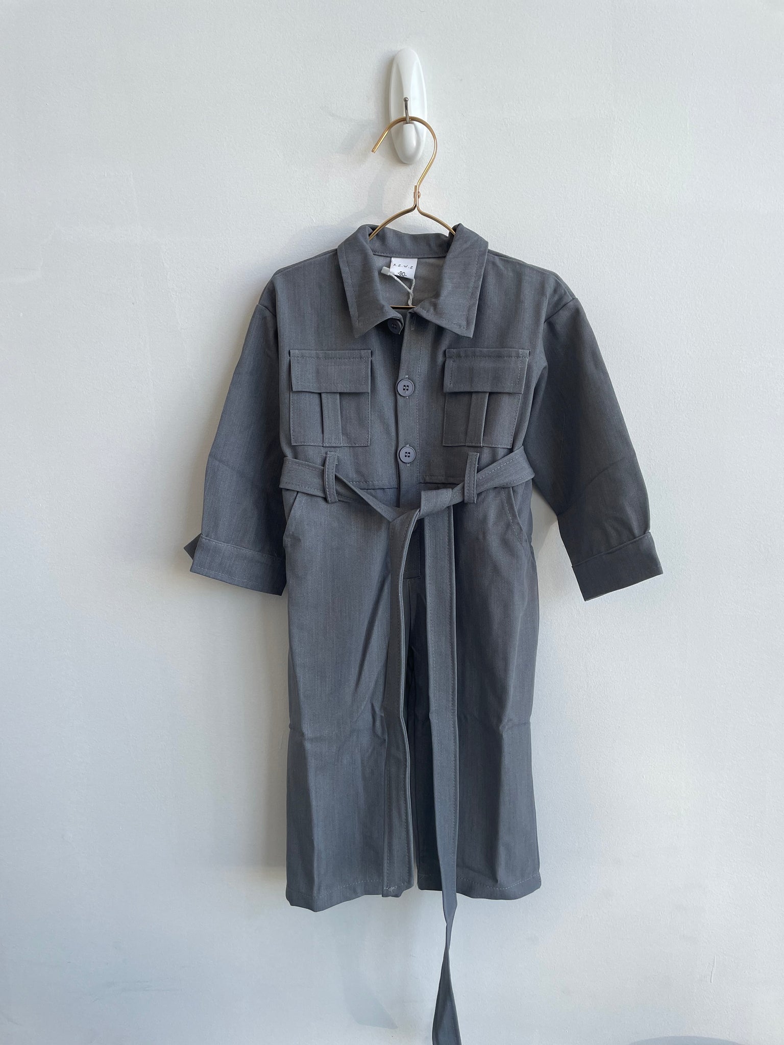 GREY LONG SLEEVE PLAYSUIT