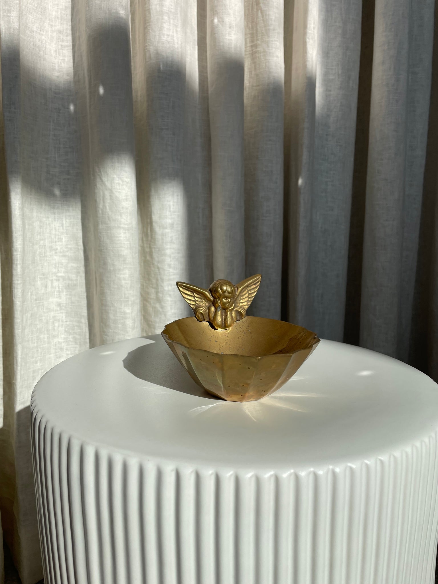 RESTING ANGEL BRASS DISH