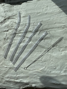 GLASS STRAW SET - CLEAR