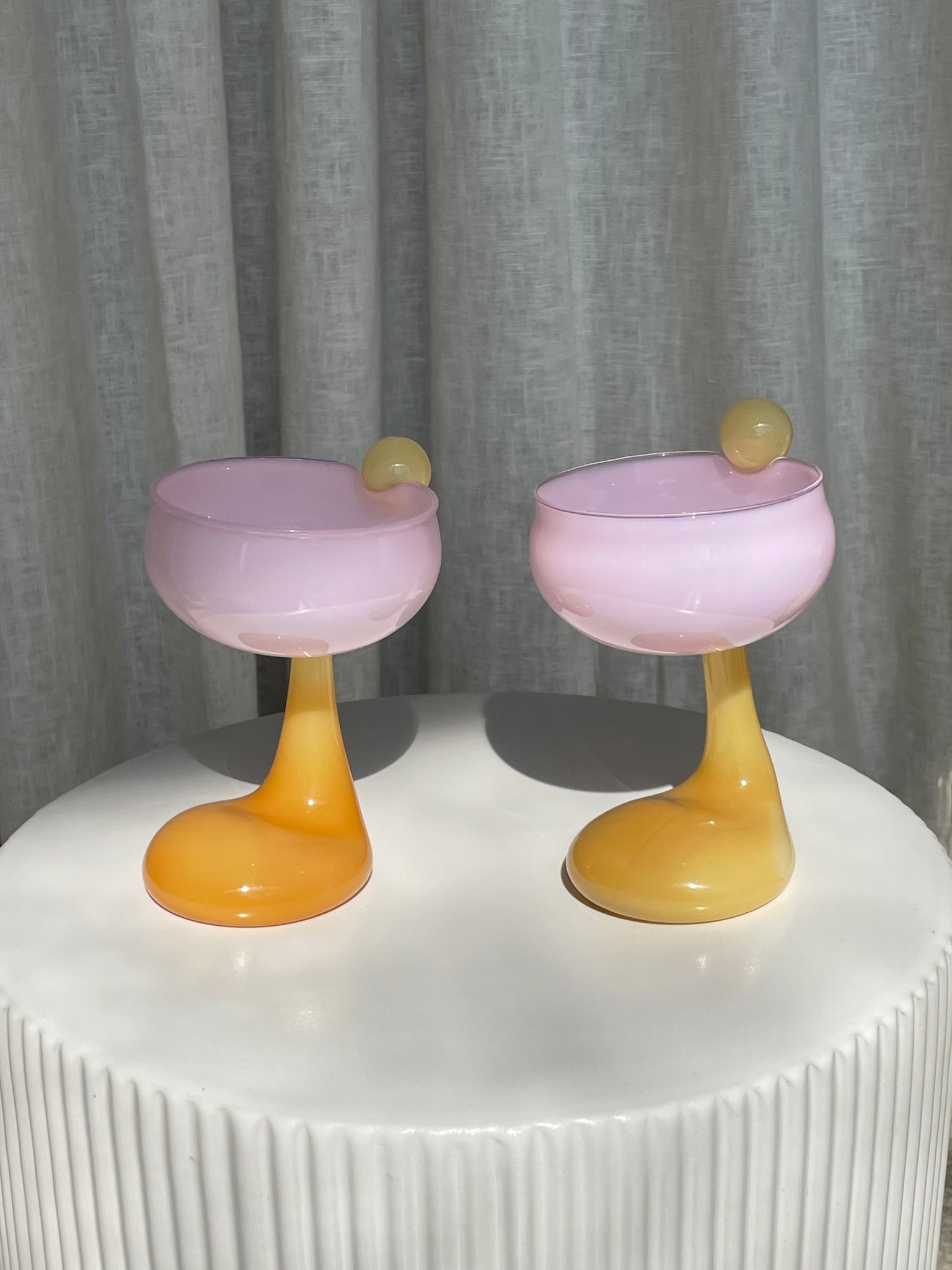 60'S INSPIRED COCKTAIL GLASS SET - PINK