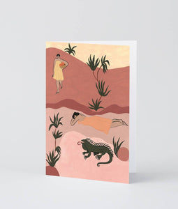 SISTERS AND IGUANA - BLANK CARD