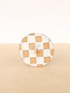 CHECKERBOARD INCENSE HOLDER - WHITE