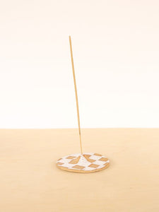 CHECKERBOARD INCENSE HOLDER - WHITE
