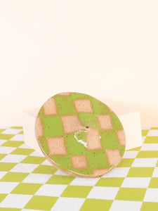 CHECKERBOARD INCENSE HOLDER - LIME