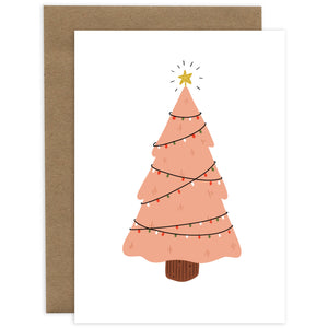 PINK CHRISTMAS TREE GREETING CARD